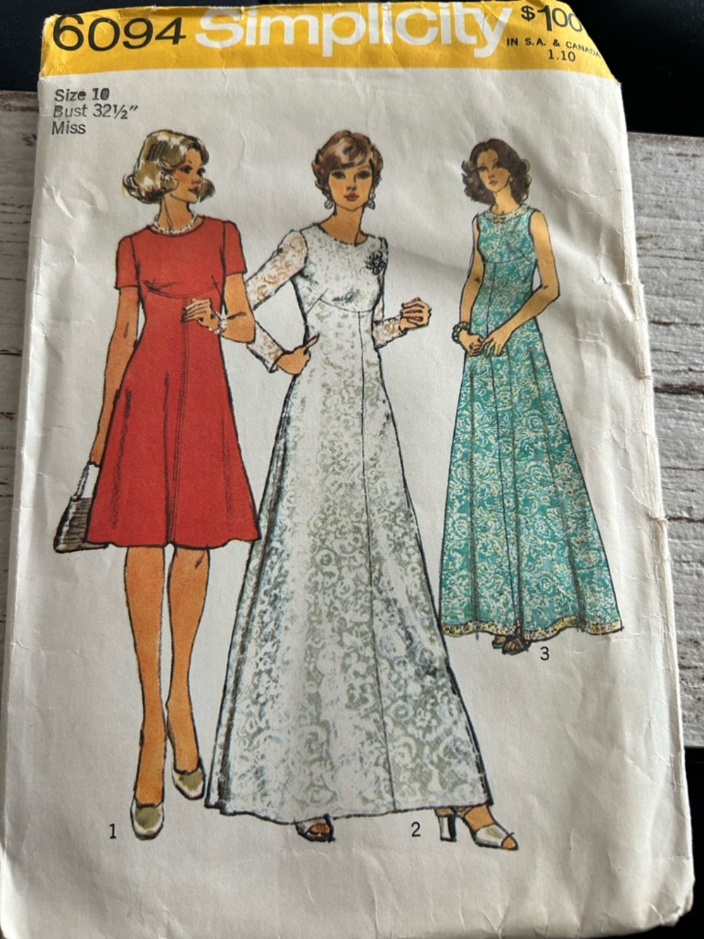 5/$25 Simplicity 6094 Women’s Vintage A-Line & Maxi Dress Pattern - Red, White
